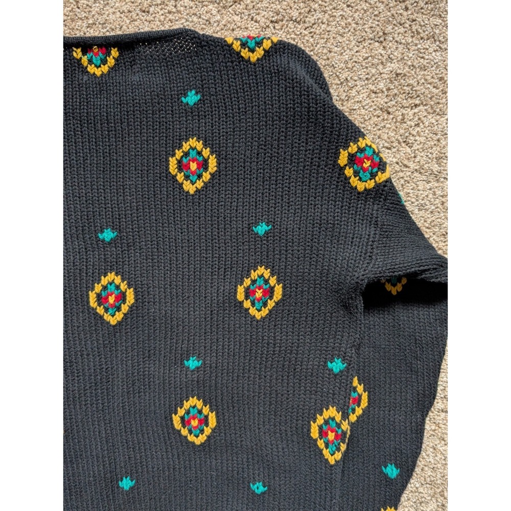 VTG Cambridge Dry Goods Women's Sz Large Sweater Cotton Western Black - Picture 7 of 11